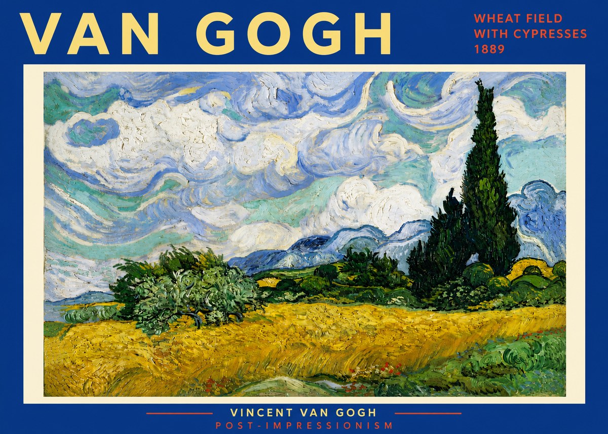 Van Gogh Wheat Field with Cypresses, 1889 No6 - Poszter