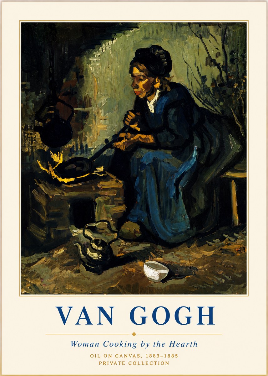 Van Gogh Woman Cooking by the Hearth No3 - Poszter