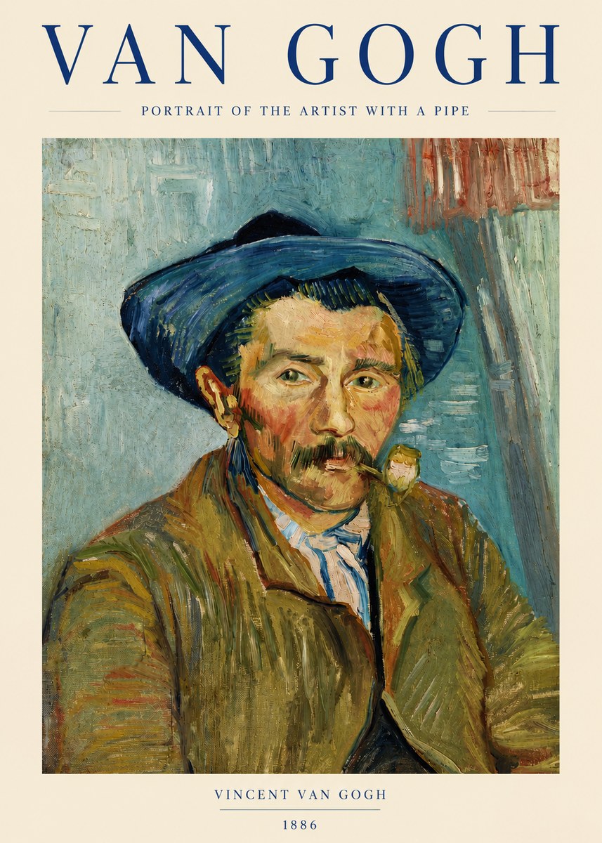 Van Gogh Portrait of the Artist with a Pipe No3 - Poszter