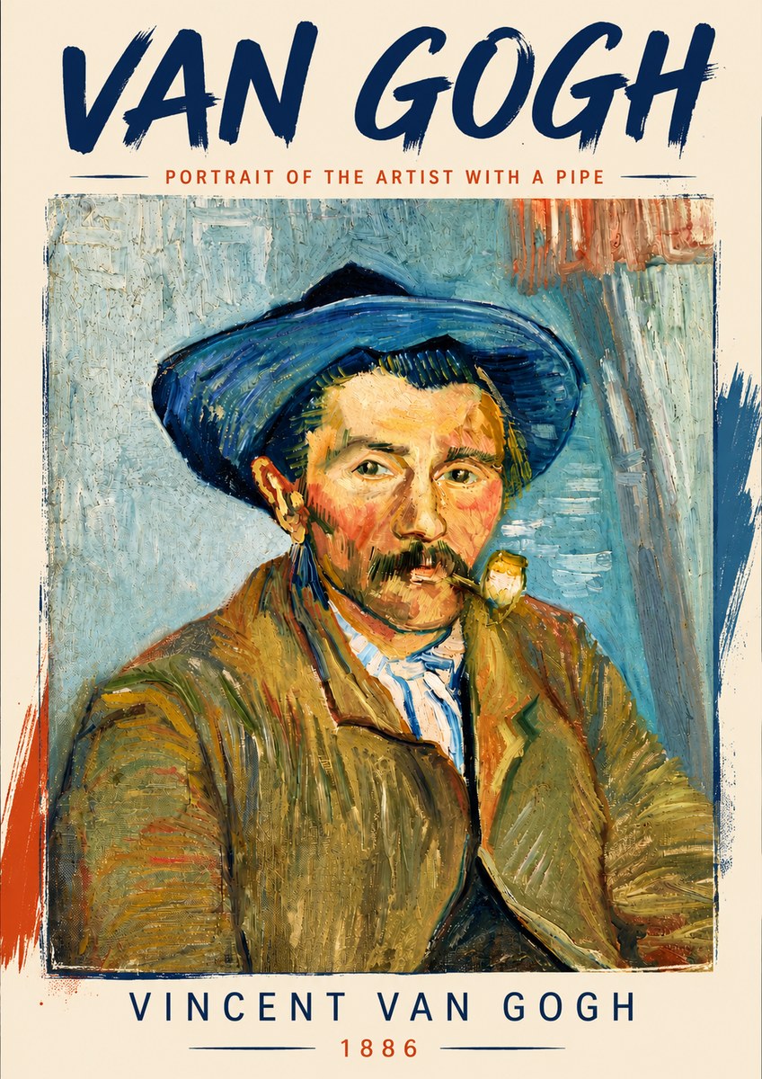 Van Gogh Portrait of the Artist with a Pipe No5 - Poszter
