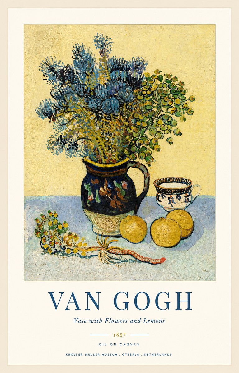 Van Gogh Vase with Flowers and Lemons No1 - Poszter