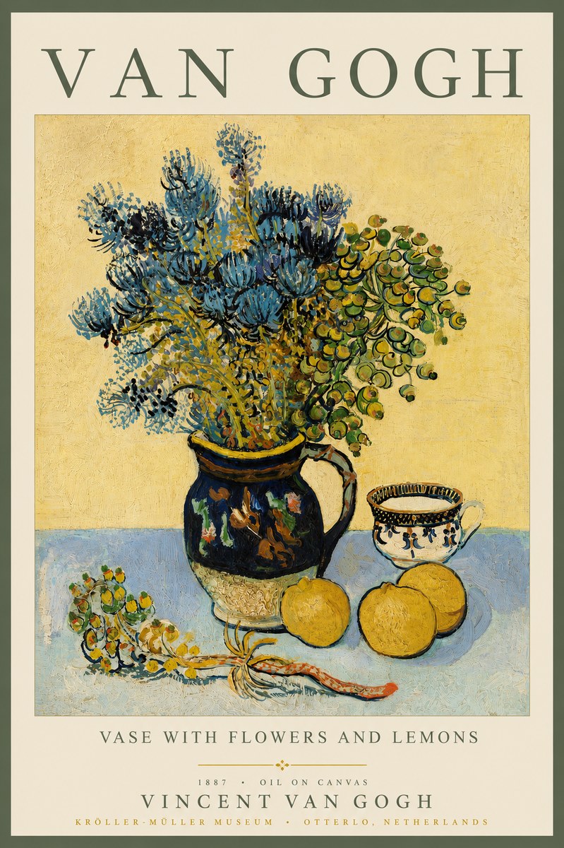 Van Gogh Vase with Flowers and Lemons No3 - Poszter