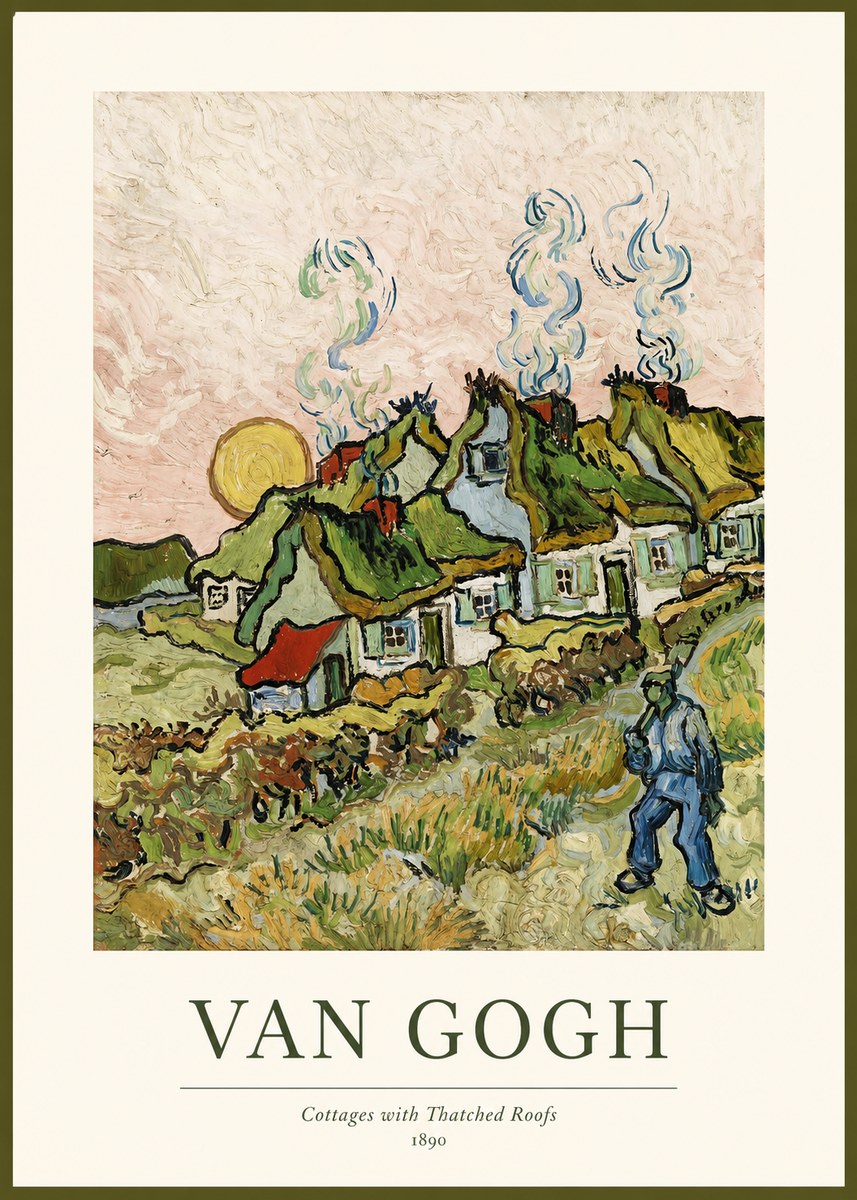 Van Gogh Cottages with Thatched Roofs No1 - Poszter