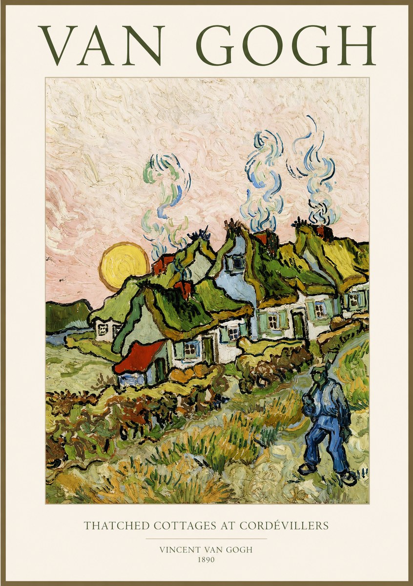 Van Gogh Cottages with Thatched Roofs No2 - Poszter