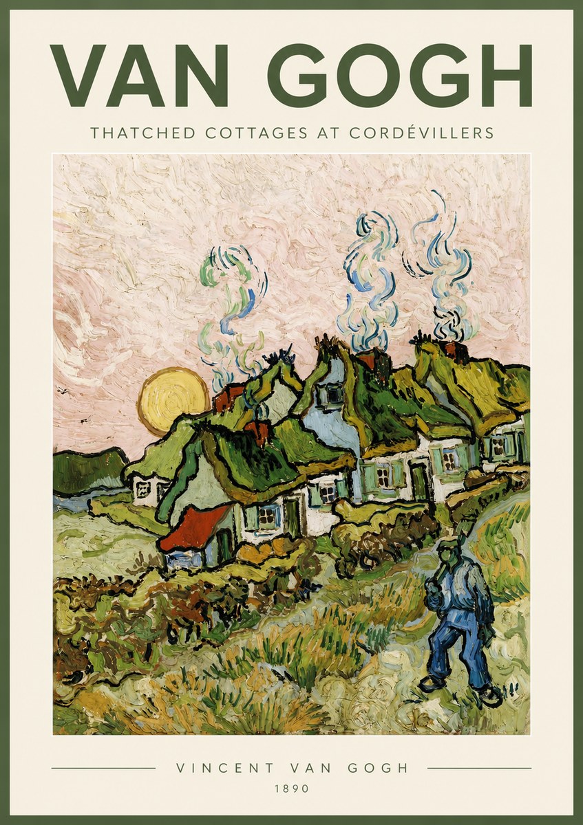 Van Gogh Cottages with Thatched Roofs No4 - Poszter