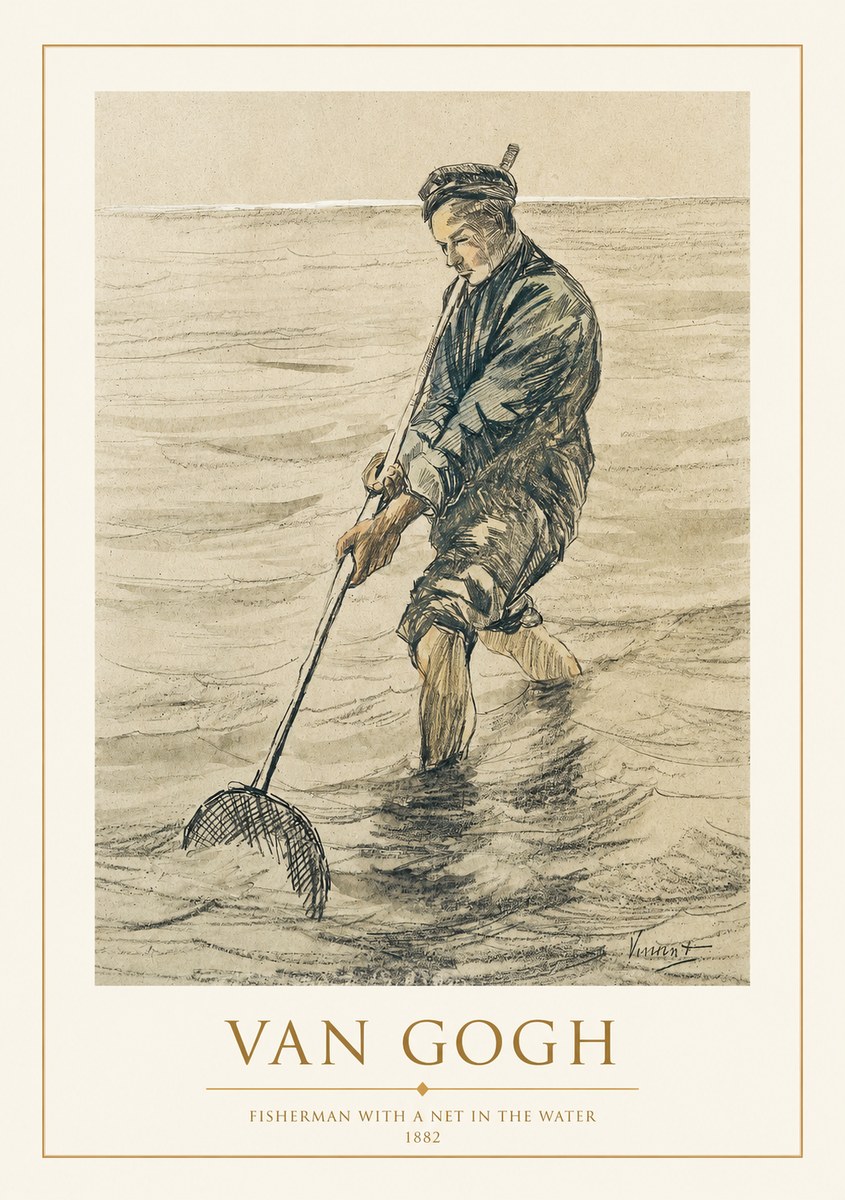 Van Gogh Fisherman with Net No2 - Poszter