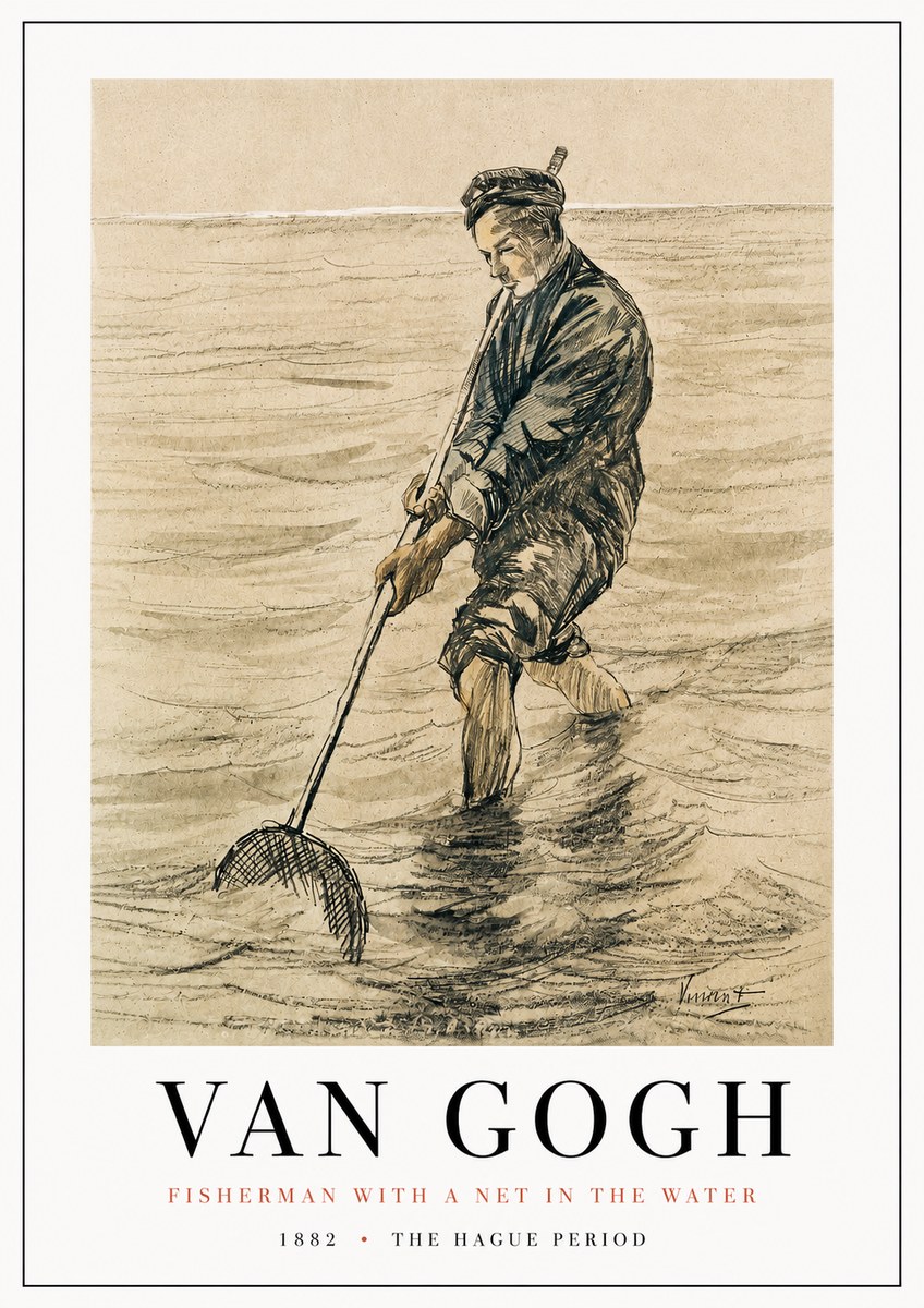 Van Gogh Fisherman with Net No4 - Poszter