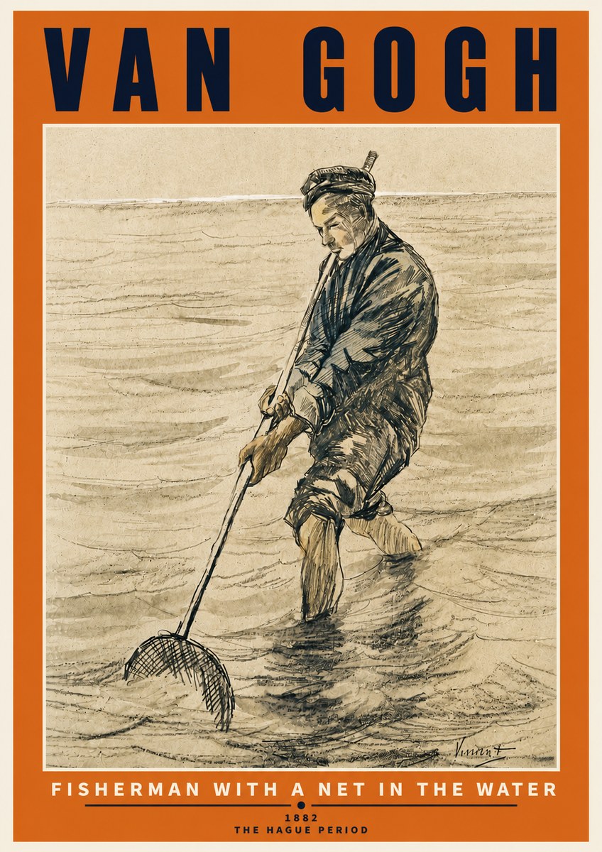 Van Gogh Fisherman with Net No6 - Poszter