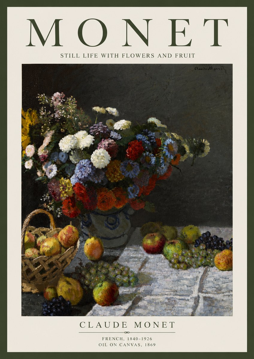 Monet Still Life with Flowers and Fruit No4 - Poszter