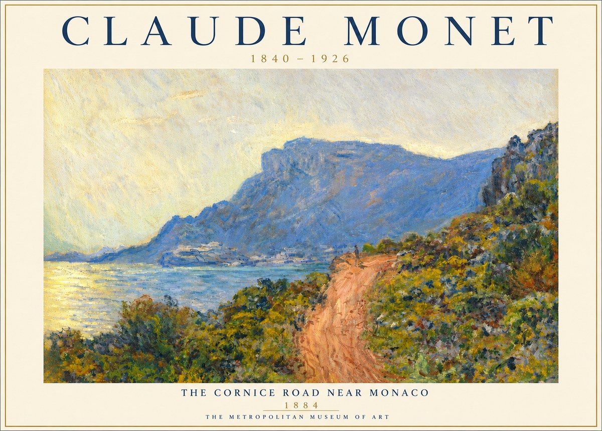 Monet The Cornice Road Near Monaco No3 - Poszter