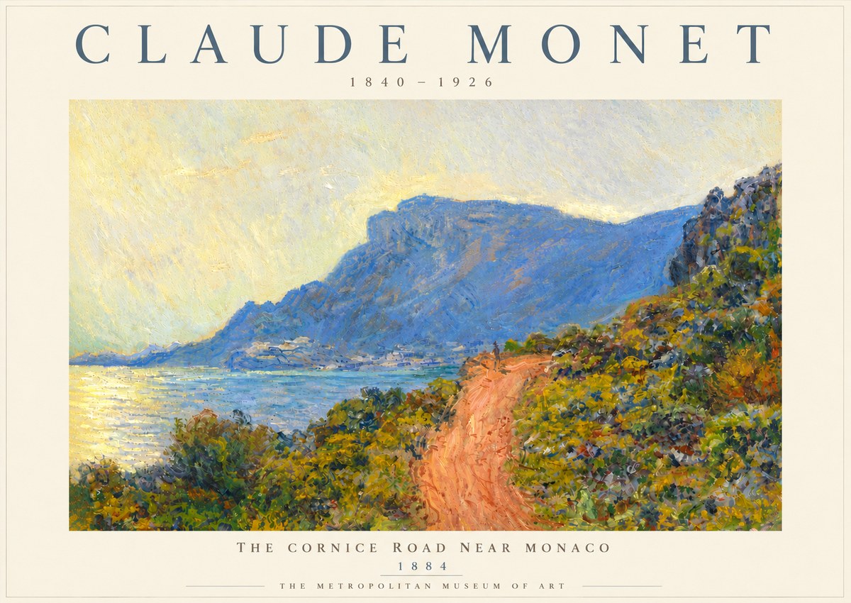Monet The Cornice Road Near Monaco No5 - Poszter