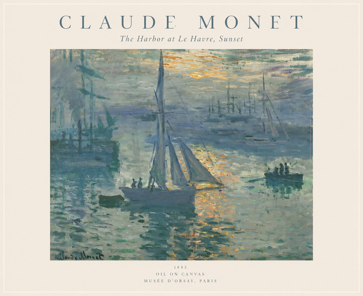 Monet The Harbor at Le Havre, Sunset No1 - Poszter