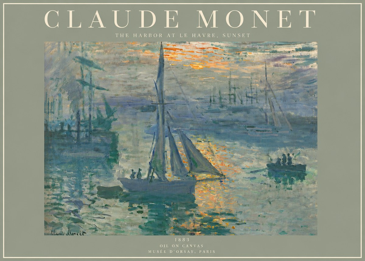 Monet The Harbor at Le Havre, Sunset No3 - Poszter
