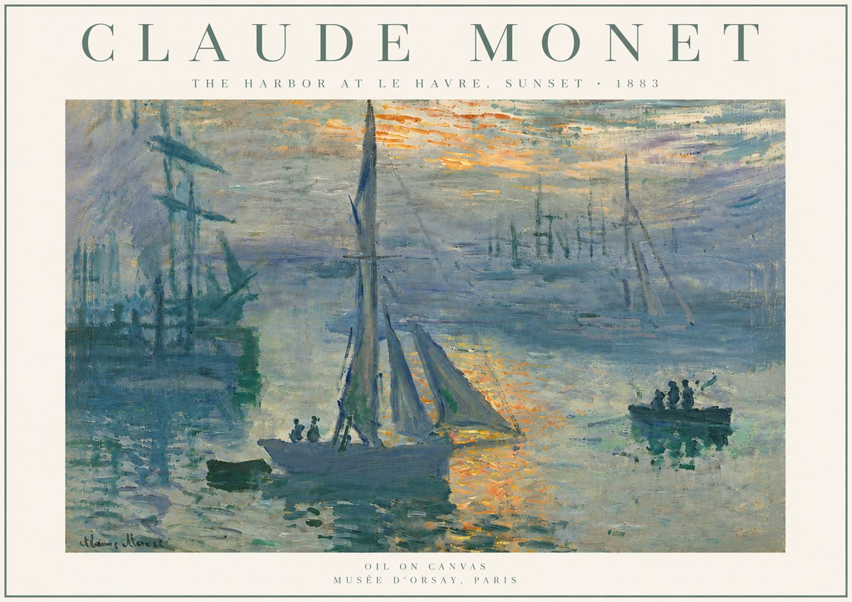 Monet The Harbor at Le Havre, Sunset No5 - Poszter