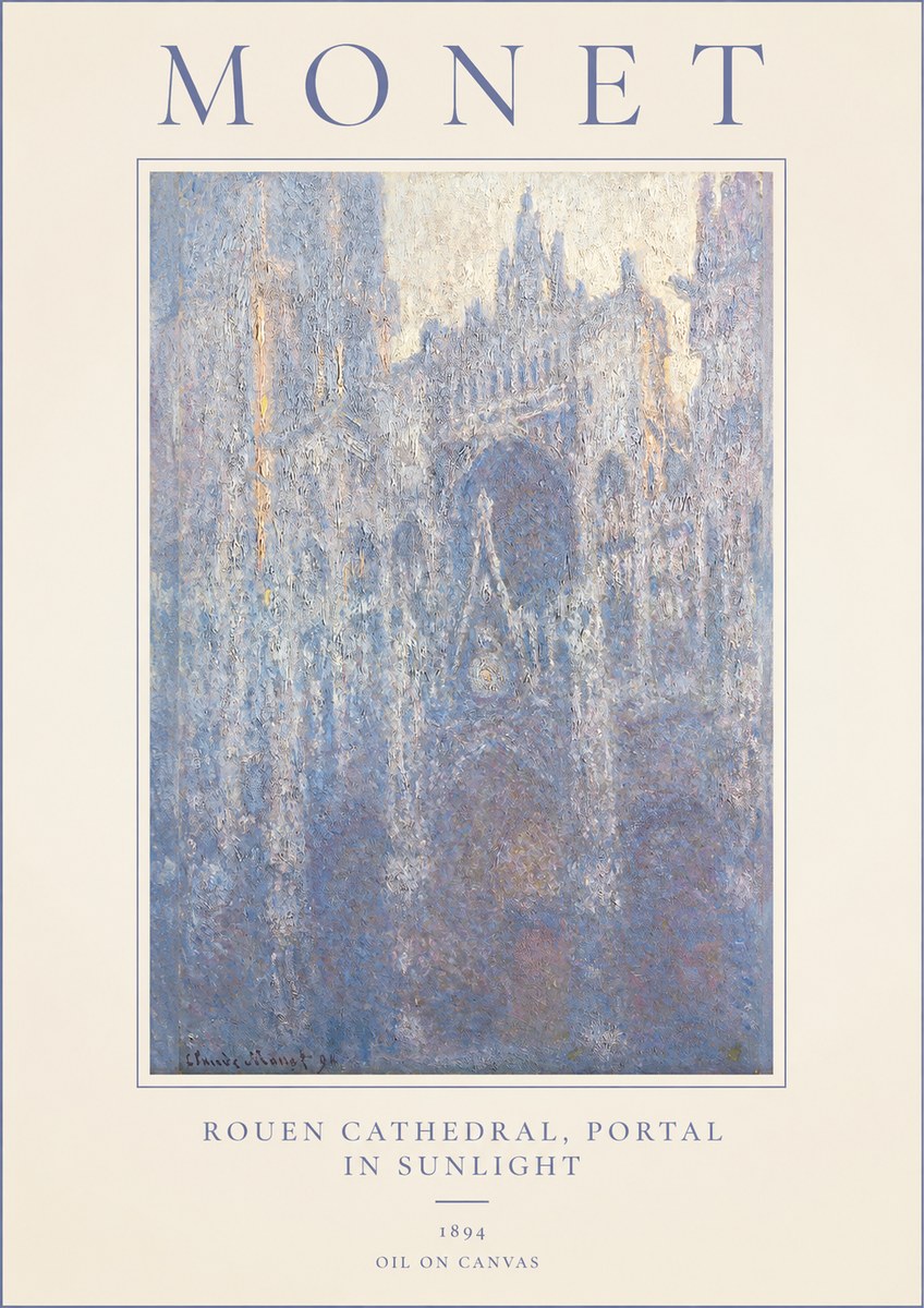 Monet Rouen Cathedral, Portal in Sunlight No1 - Poszter