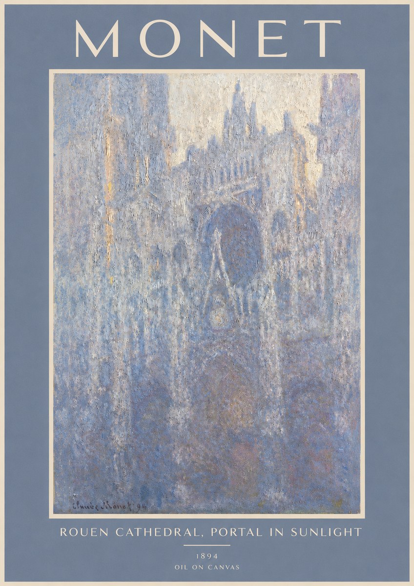 Monet Rouen Cathedral, Portal in Sunlight No2 - Poszter