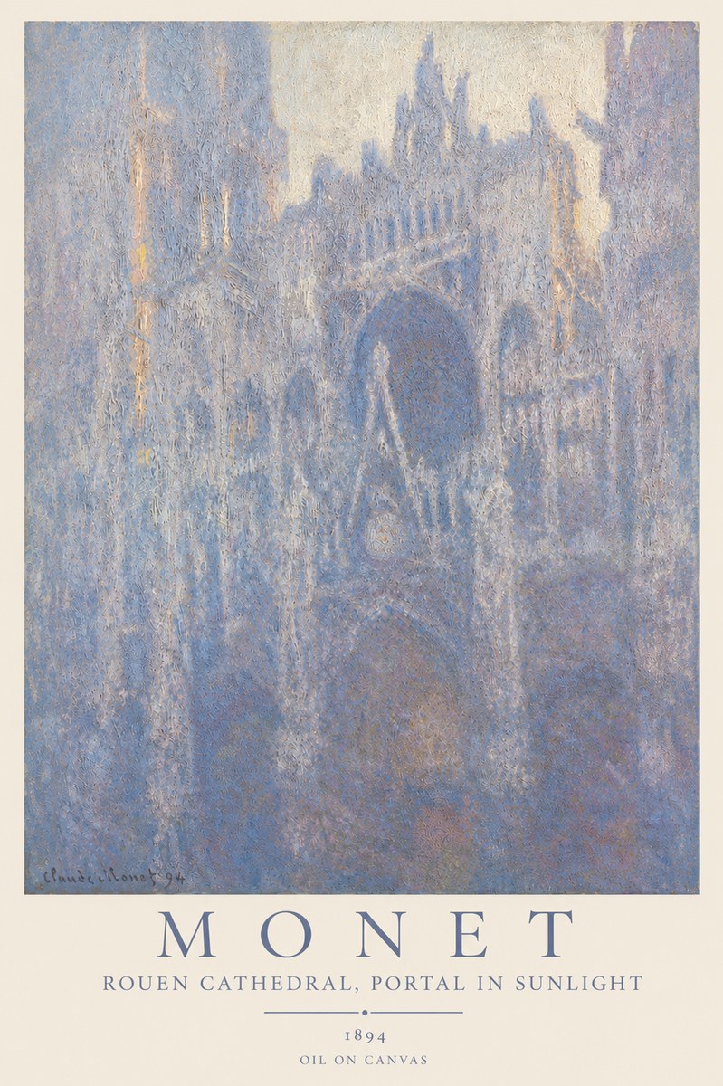 Monet Rouen Cathedral, Portal in Sunlight No3 - Poszter