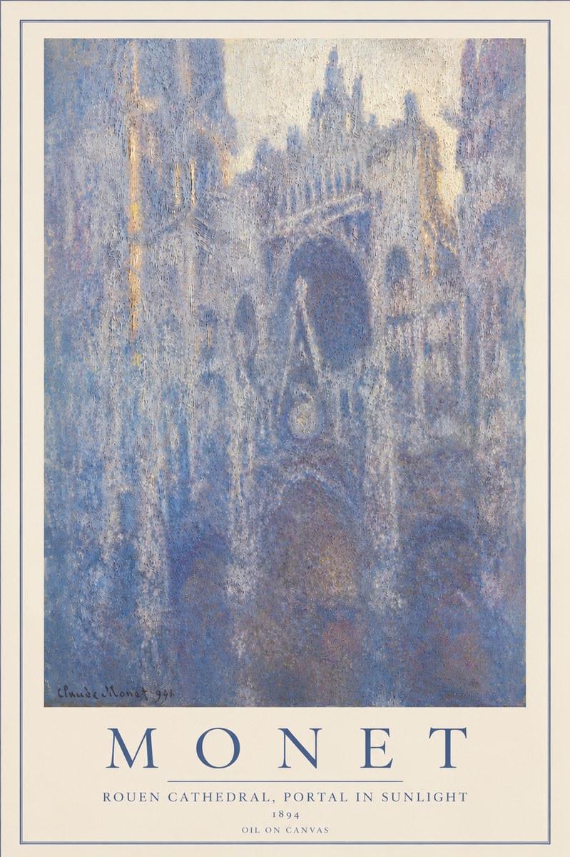 Monet Rouen Cathedral, Portal in Sunlight No4 - Poszter
