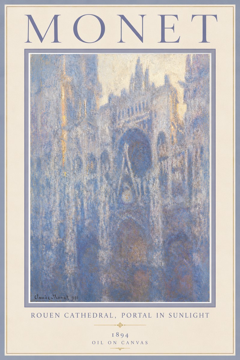 Monet Rouen Cathedral, Portal in Sunlight No5 - Poszter