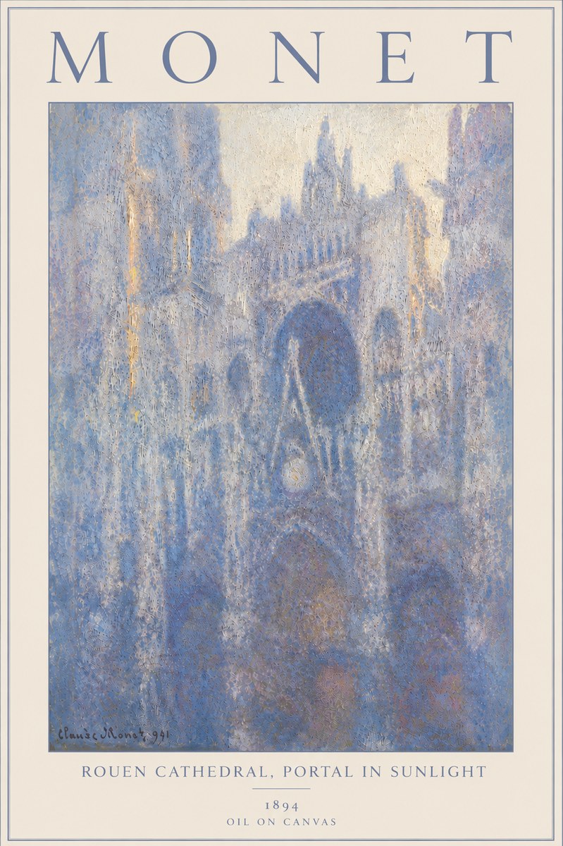 Monet Rouen Cathedral, Portal in Sunlight No6 - Poszter