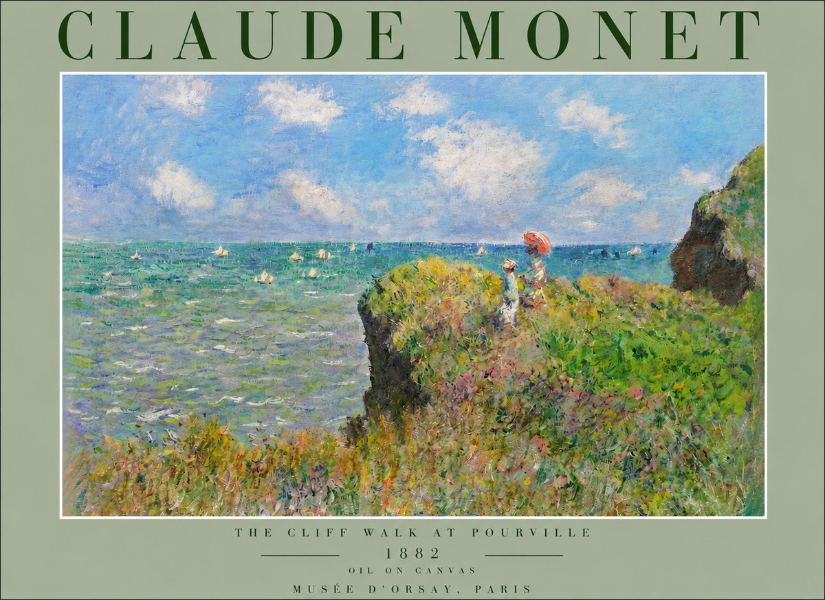 Monet The Cliff Walk at Pourville No3 - Poszter