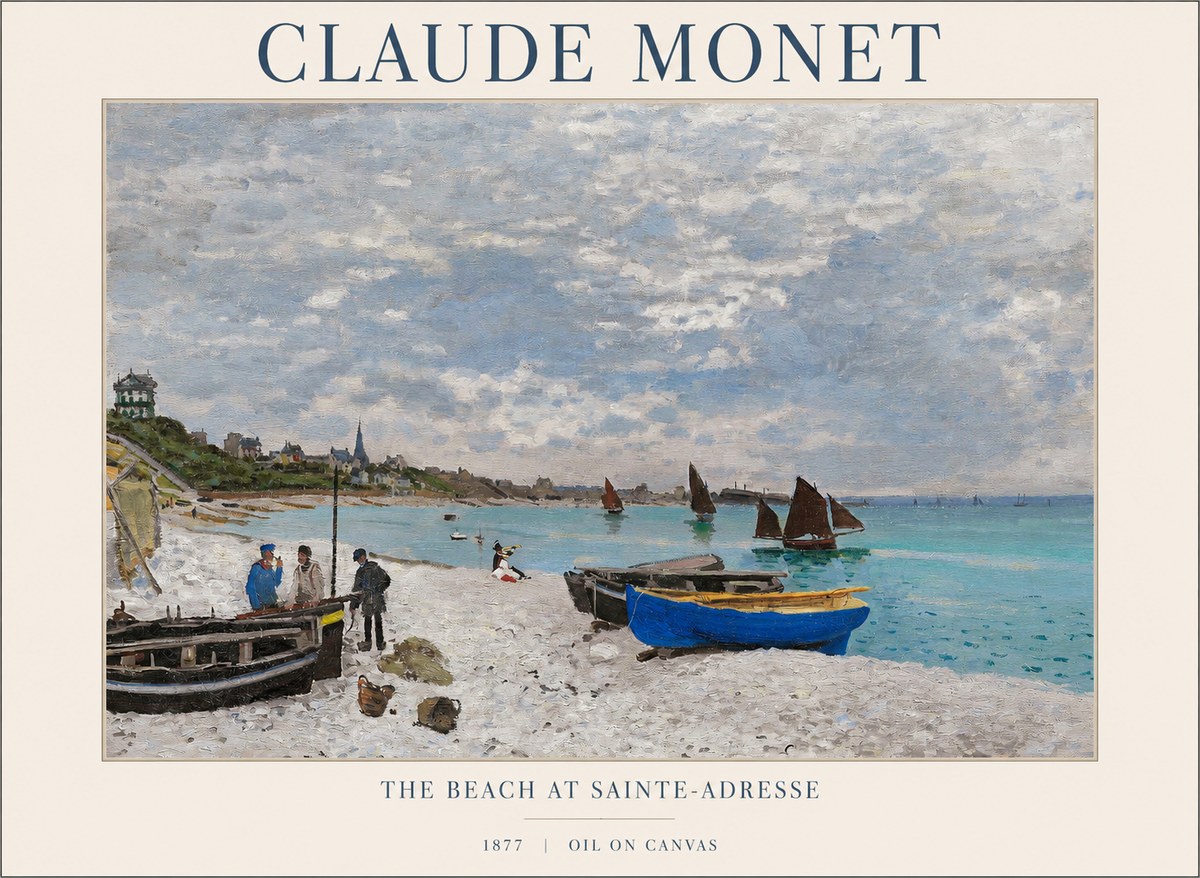 Monet The Beach at Sainte-adresse I No1 - Poszter