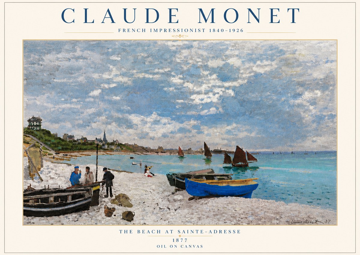 Monet The Beach at Sainte-adresse I No6 - Poszter