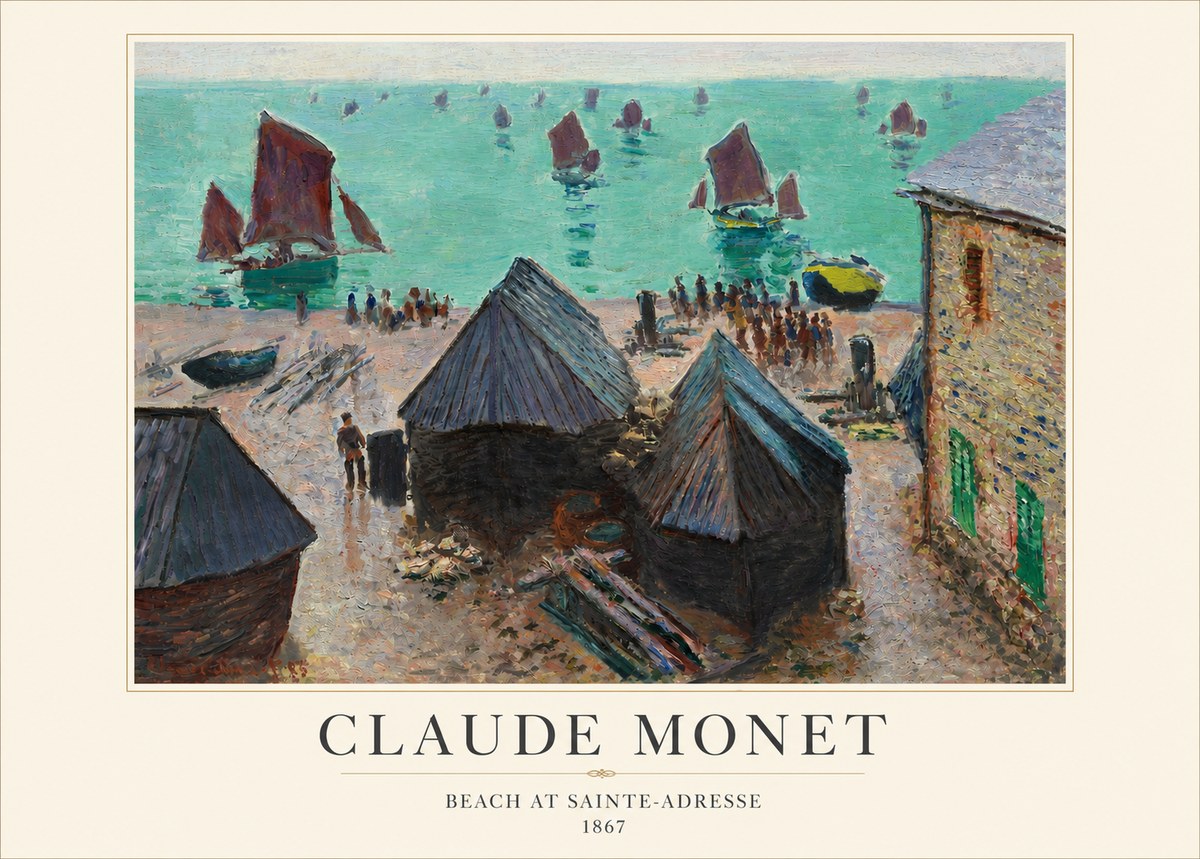 Monet Beach at Sainte-adresse No3 - Poszter