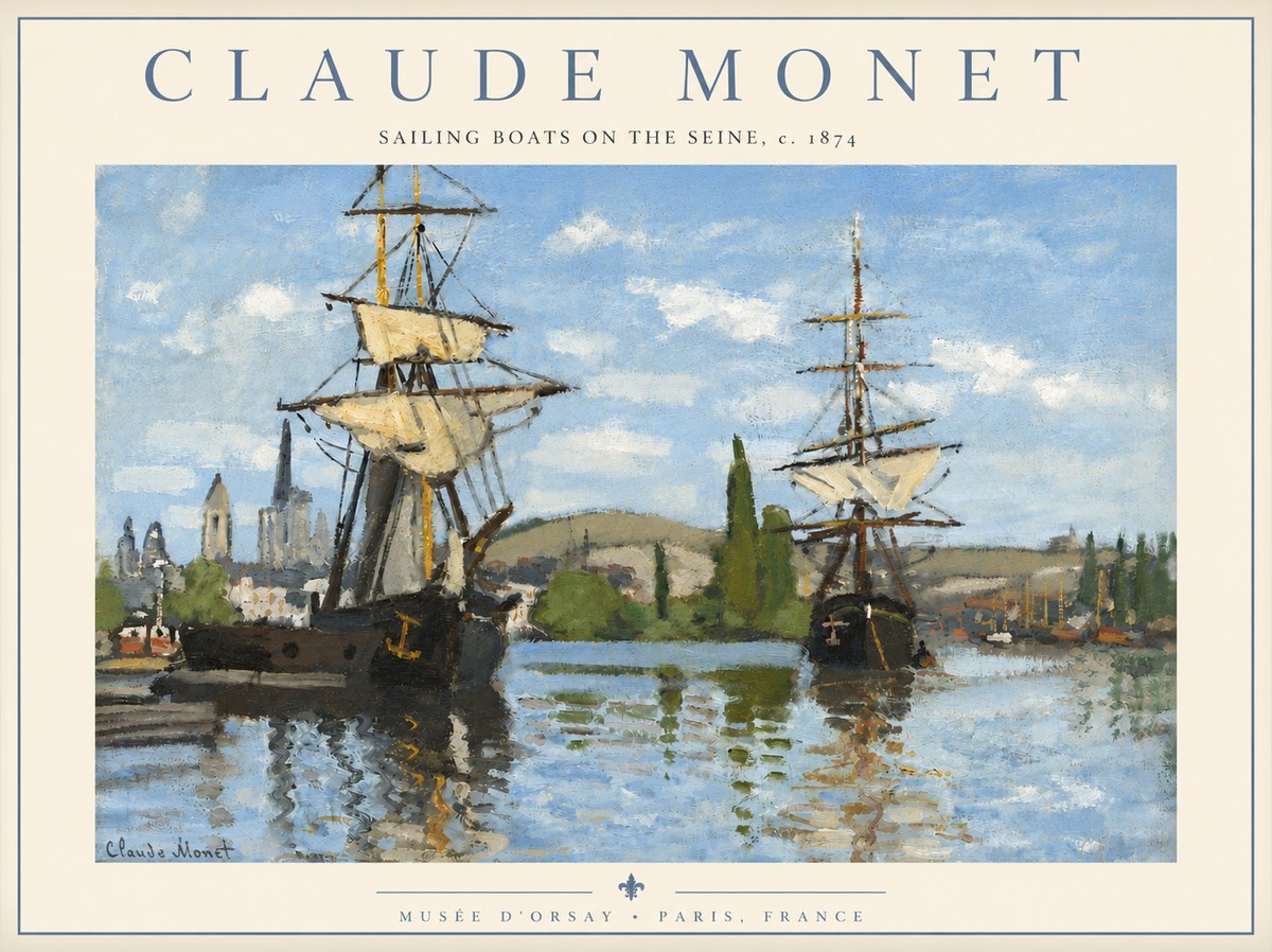 Monet Sailing Boats on the Seine No4 - Poszter