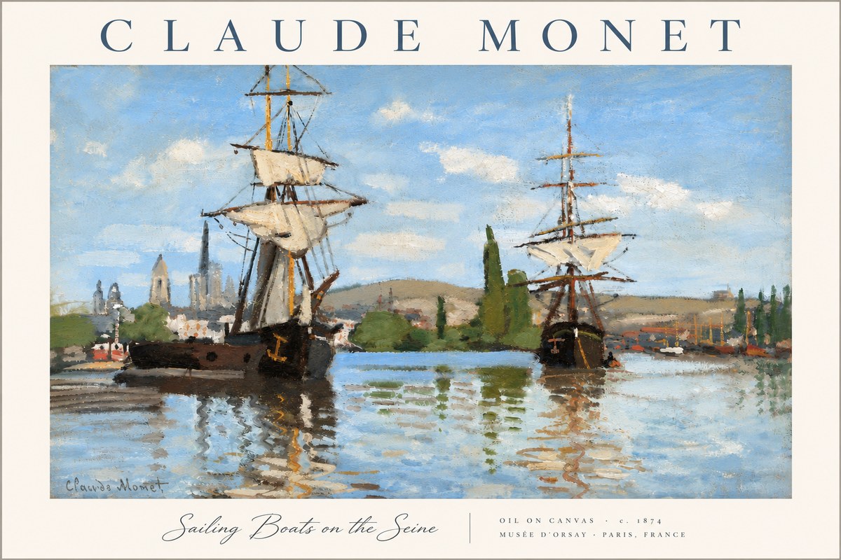 Monet Sailing Boats on the Seine No6 - Poszter
