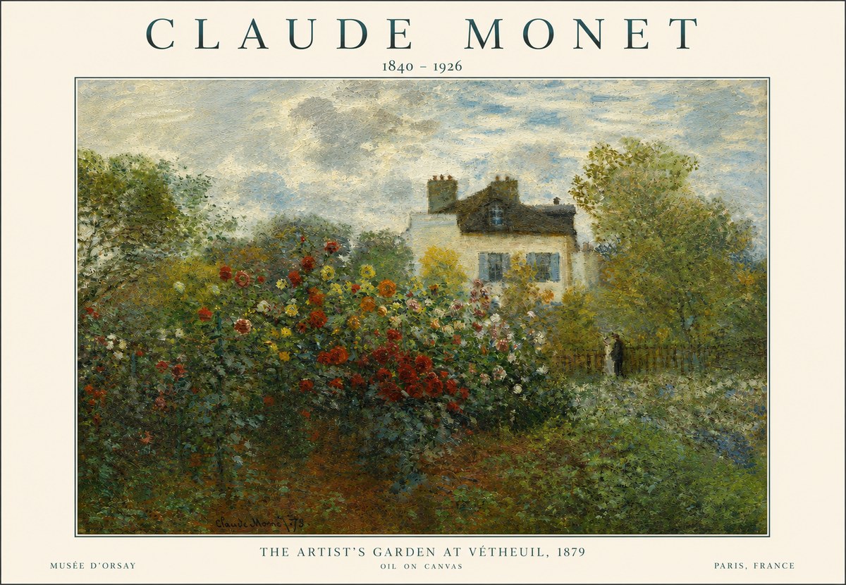 Monet The Artist's Garden at Vétheuil, 1879 No3 - Poszter