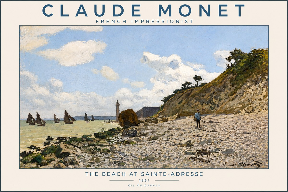 Monet The Beach at Sainte-adresse II No2 - Poszter