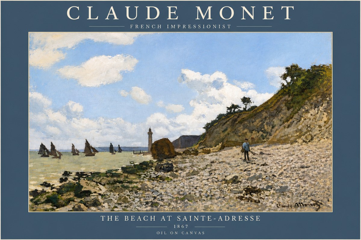 Monet The Beach at Sainte-adresse II No5 - Poszter
