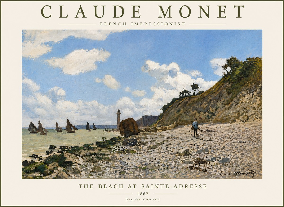 Monet The Beach at Sainte-adresse II No6 - Poszter