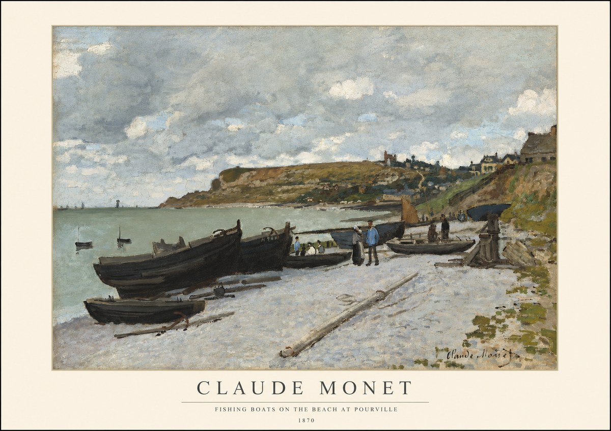 Monet Fishing Boats on the Beach at Pourville No1 - Poszter