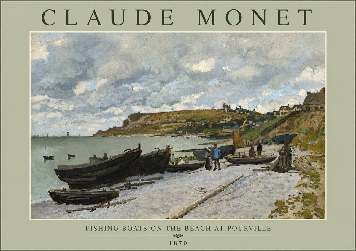 Monet Fishing Boats on the Beach at Pourville No6 - Poszter