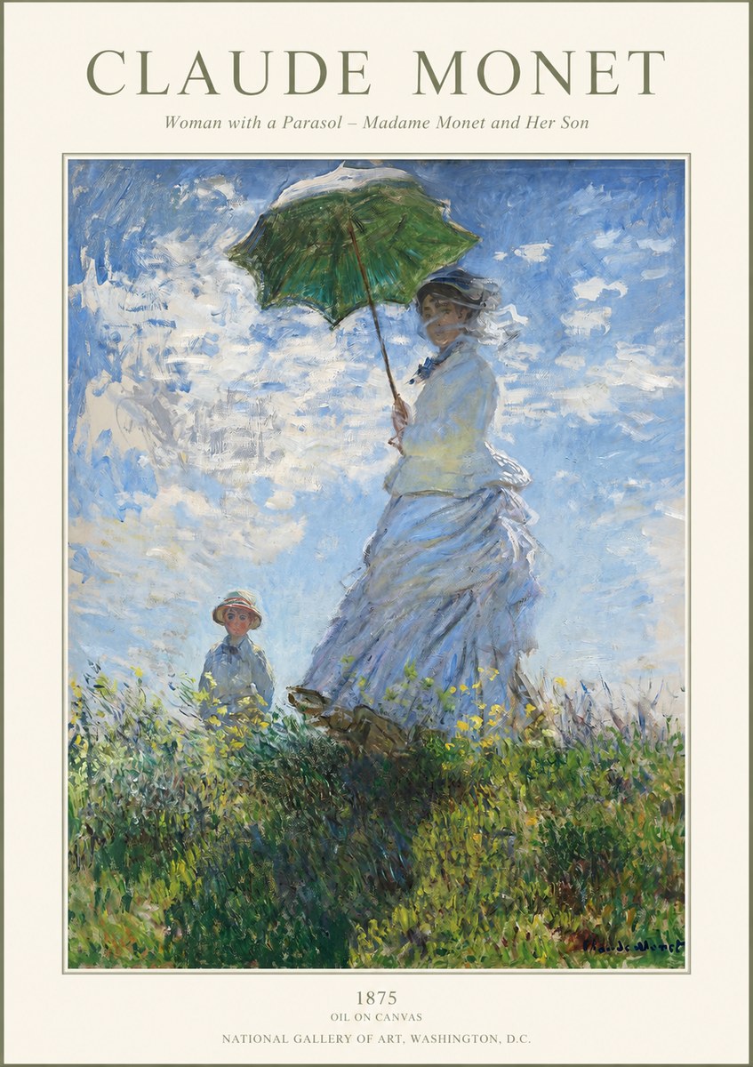 Monet Woman with a Parasol – Madame Monet and Her Son No1 - Poszter