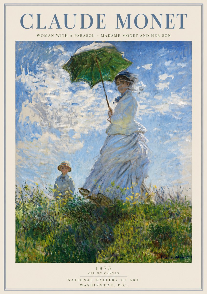 Monet Woman with a Parasol – Madame Monet and Her Son No4 - Poszter