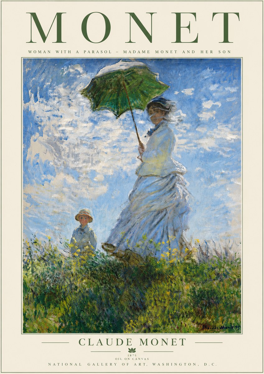 Monet Woman with a Parasol – Madame Monet and Her Son No5 - Poszter