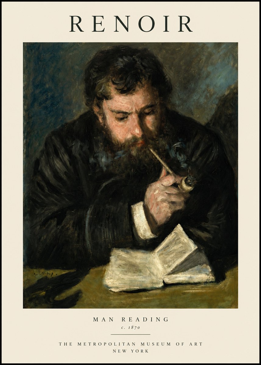 Renoir Man Reading No1 - Poszter