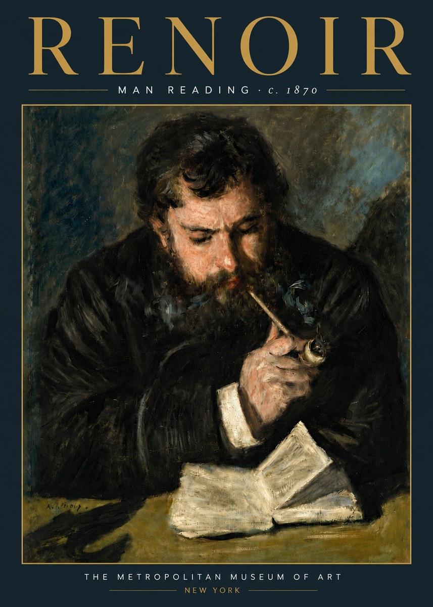 Renoir Man Reading No5 - Poszter