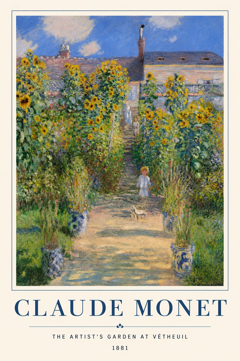 Monet The Artist's Garden at Vétheuil I No2 - Poszter