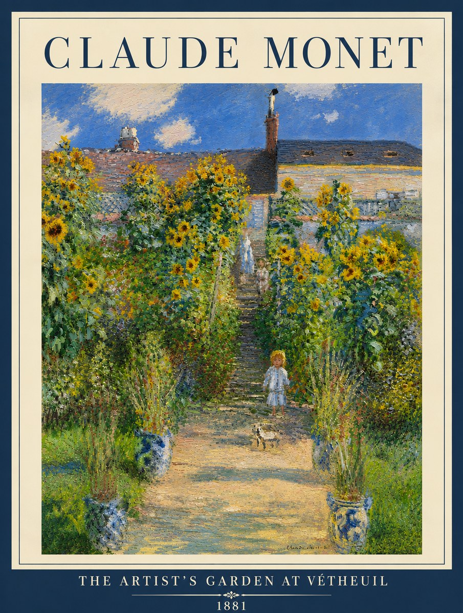 Monet The Artist's Garden at Vétheuil I No5 - Poszter