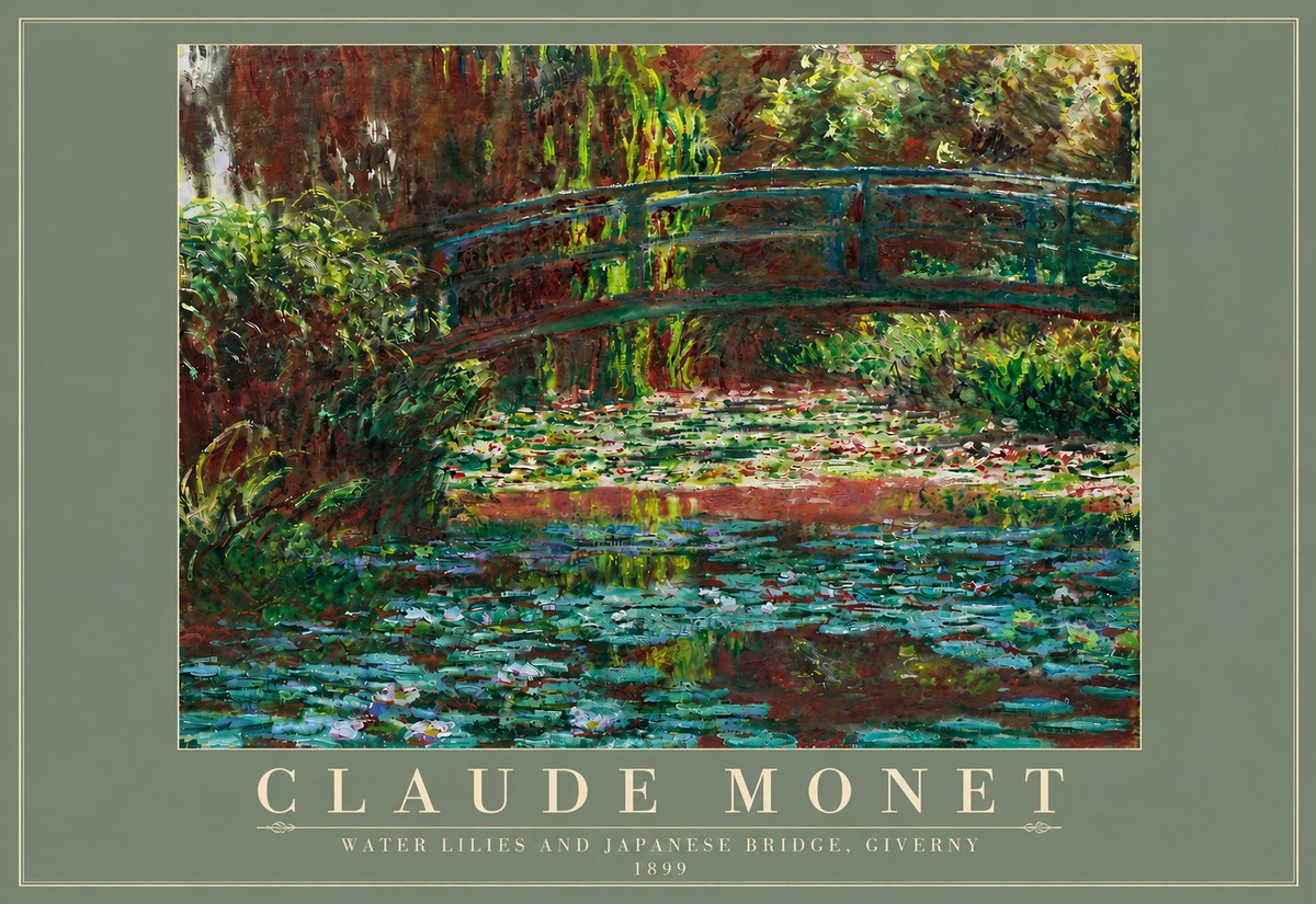 Monet Water Lilies and Japanese Bridge, Giverny No4 - Poszter
