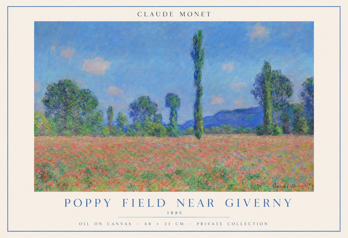 Monet Poppy Field Near Giverny No1 - Poszter