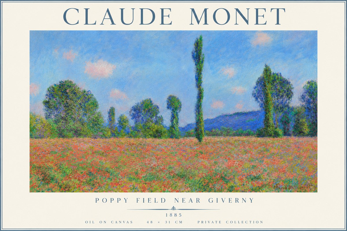 Monet Poppy Field Near Giverny No4 - Poszter