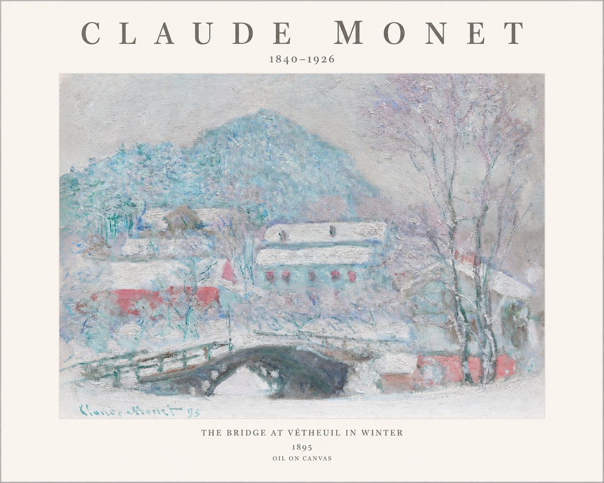 Monet The Bridge at Vétheuil in Winter No1 - Poszter