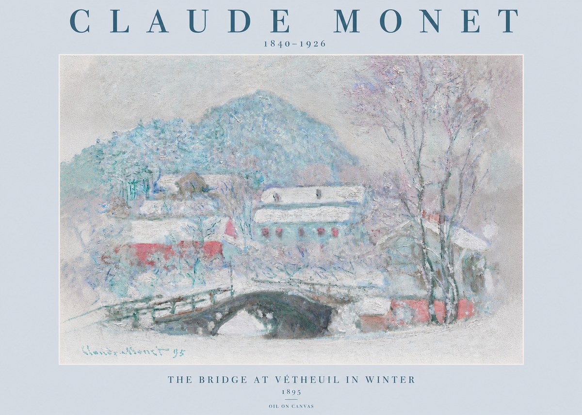Monet The Bridge at Vétheuil in Winter No2 - Poszter