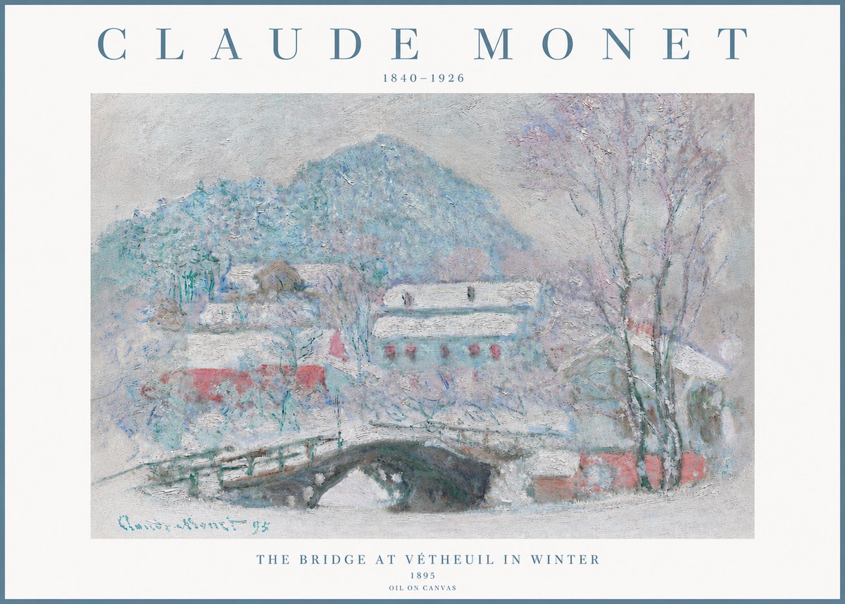 Monet The Bridge at Vétheuil in Winter No3 - Poszter