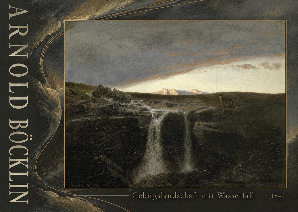Arnold Böcklin Gebirgslandschaft Mit Wasserfall No5 - Poszter